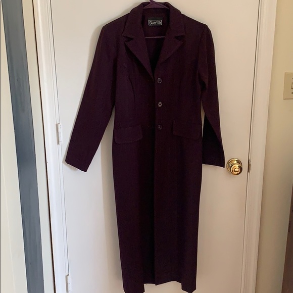 Women’s full length coat, color Burgundy/Purple - Picture 4 of 4